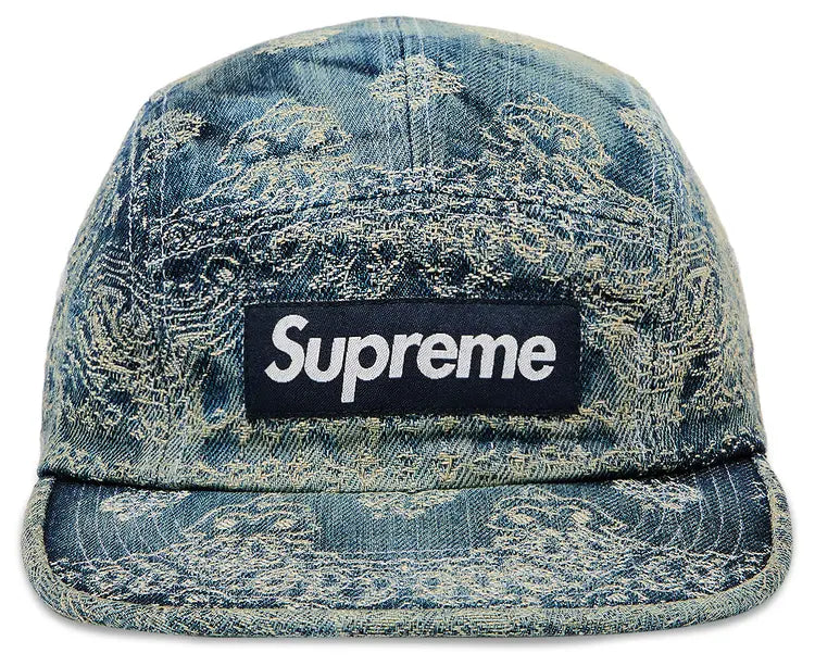 Supreme Bandana Jacquard Denim Camp Cap - Blue – THELUCKYSTAR™