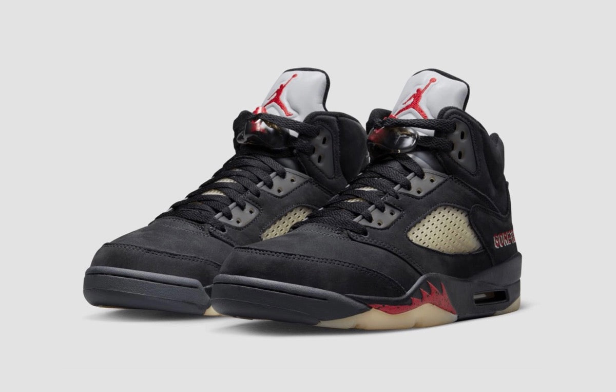 The next colorway of the AIR JORDAN 5 RETRO will be the GTX “OFF NOIR / FIRE RED"