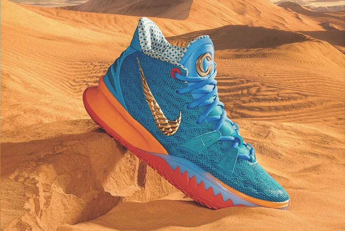 Detailed images for The Concepts x Nike Kyrie 7 'Horus'.