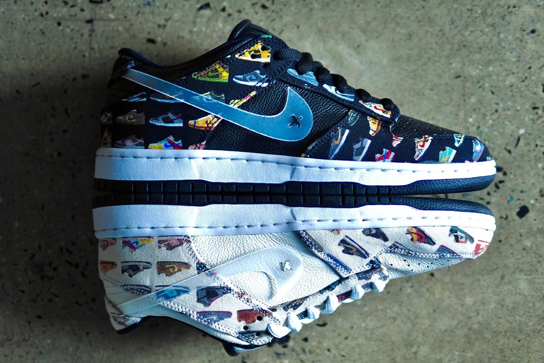 BespokeIND's 'DUNKMANIA' duo appears on the Nike SB Dunk Low in 8 limited editions.