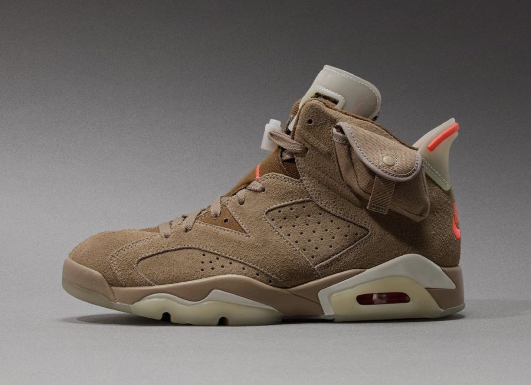 Travis Scott x Air Jordan 6 "British Khaki" xác nhận ngày phát hành.