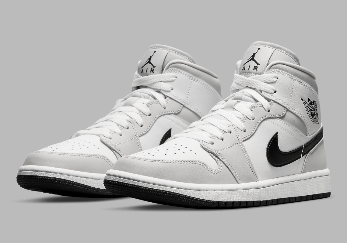 Air Jordan 1 Mid nổi bật  trong một biến thể khác của "Light Smoke Grey"