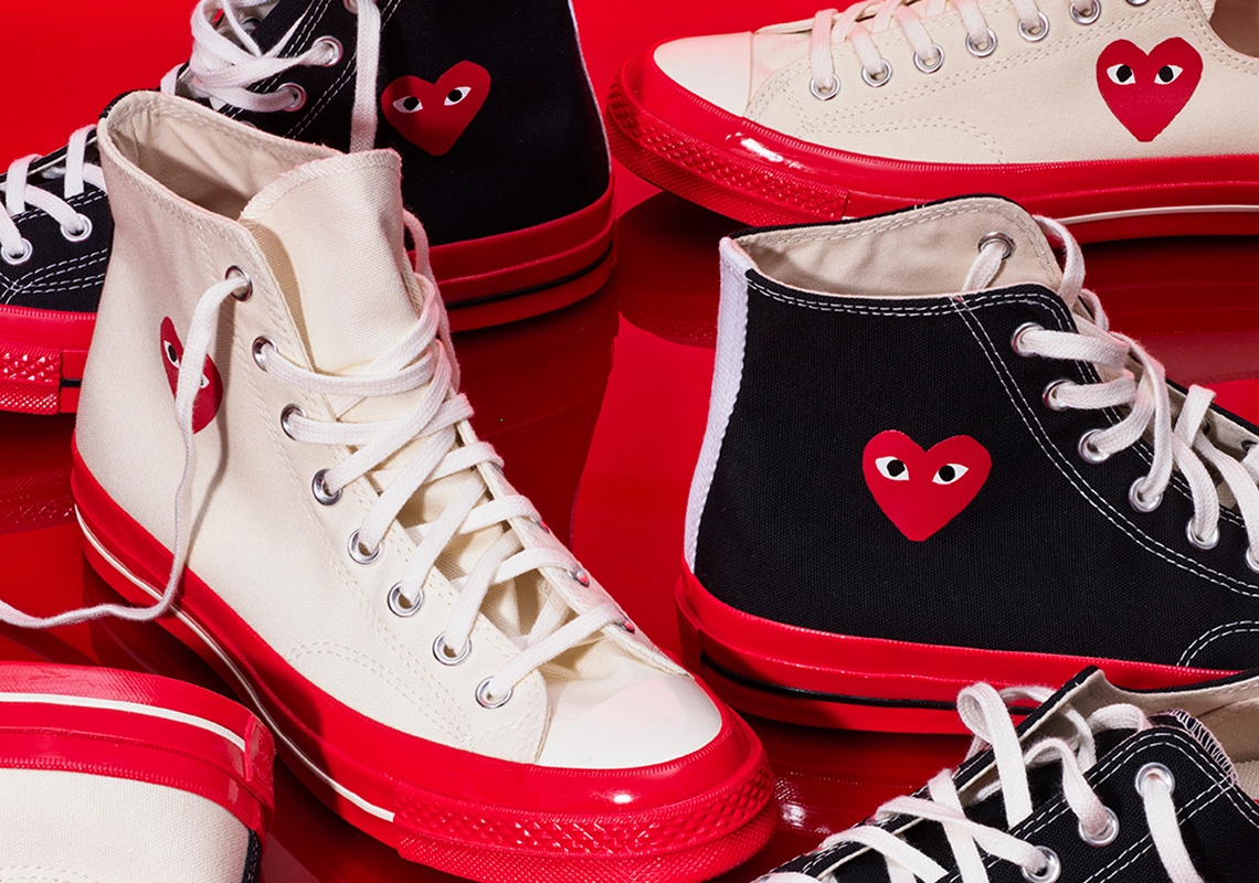 Red midsoles will appear in the latest CdG Play x Converse Chuck 70s collection