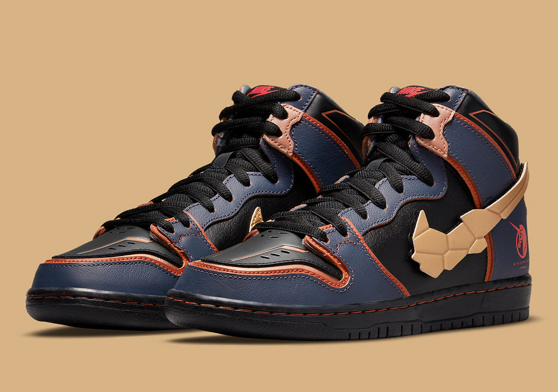 Hình ảnh chính thức của The Gundam x Nike SB Dunk High "Banshee"