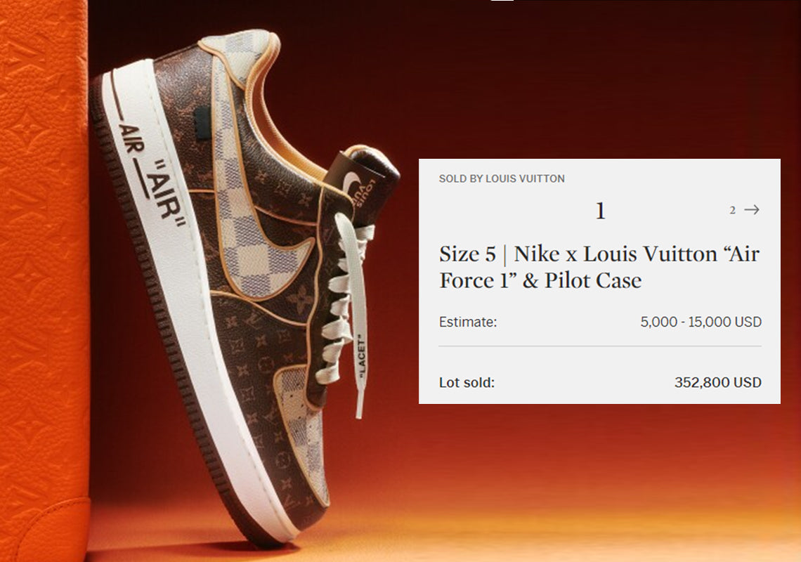 Đấu giá cho Louis Vuitton x Nike Air Force 1 đã lên tới $ 352,800 USD