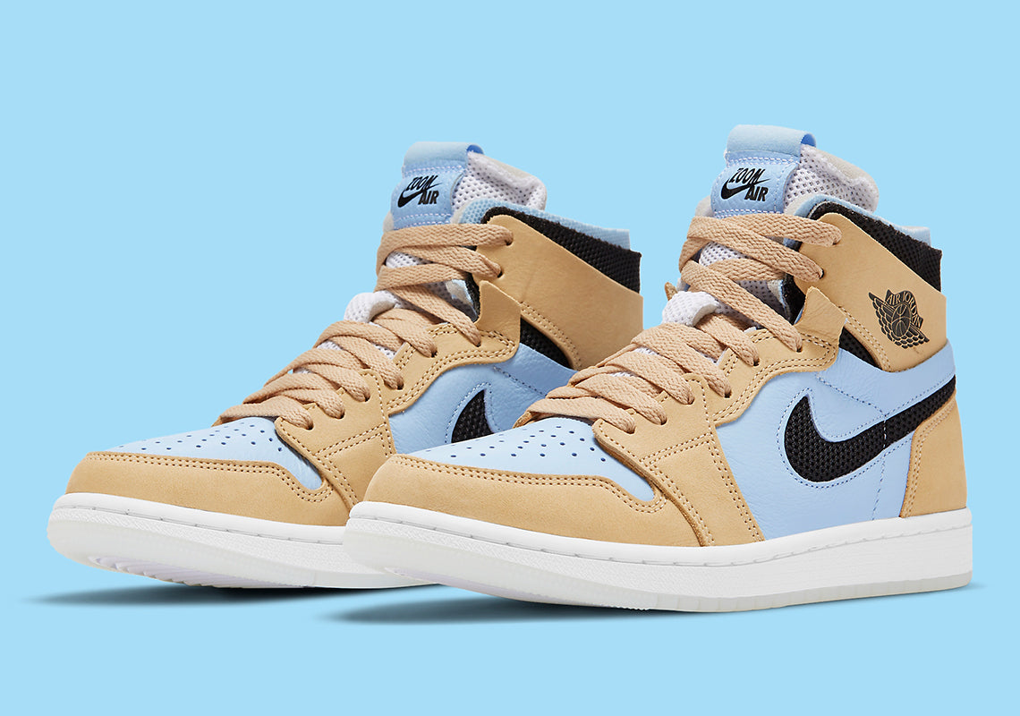 The "Sesame/Psychic Blue" combination lands on the Air Jordan 1 Zoom CMFT.