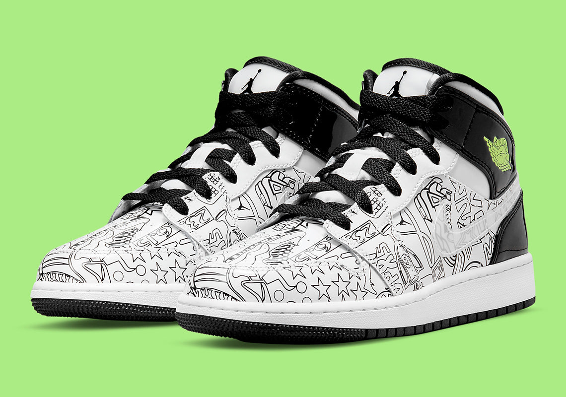 Jordan adds a "coloring book" to the upper of the Air Jordan 1 Mid "DIY".