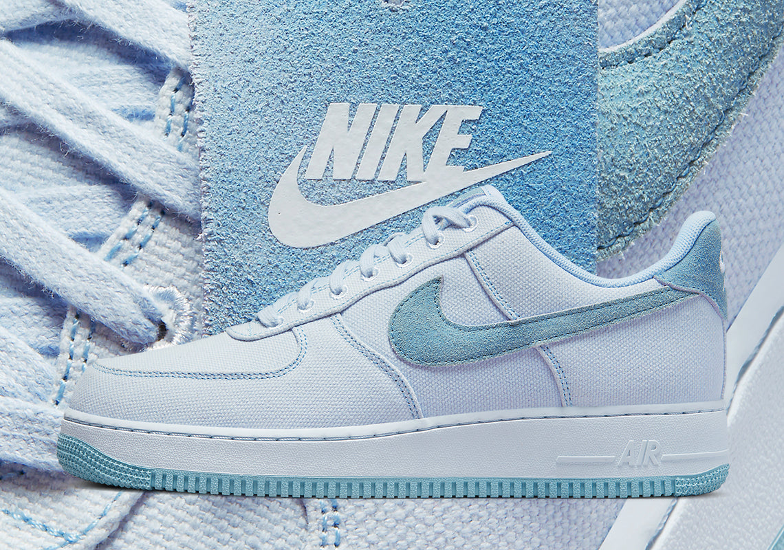 Canvas and suede will be dyed blue Nike Air Force 1