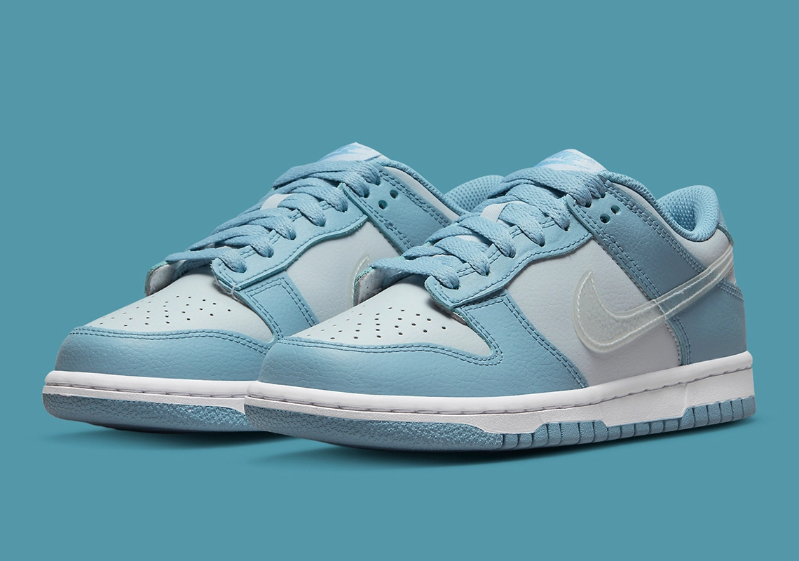 Nike Dunk Low in two-tone blue and distressed colorway