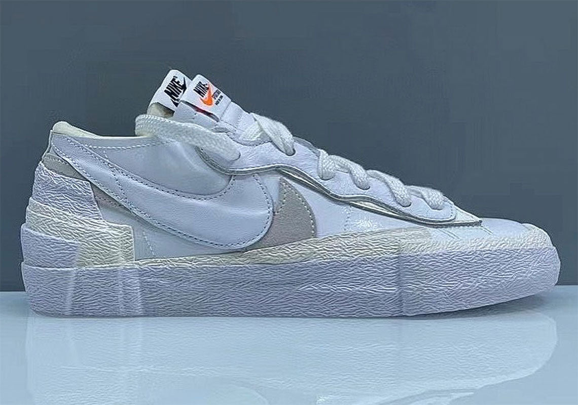 sacai x Nike Blazer Low returns in 2022 in white and grey