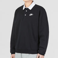Nike Club Fleece Plush Long Sleeve Lapel Shirt 'Black'