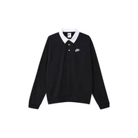 Nike Club Fleece Plush Long Sleeve Lapel Shirt 'Black'