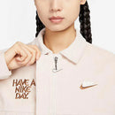 Nike Women's Smiley Corduroy Collared Sport Jacket Pink