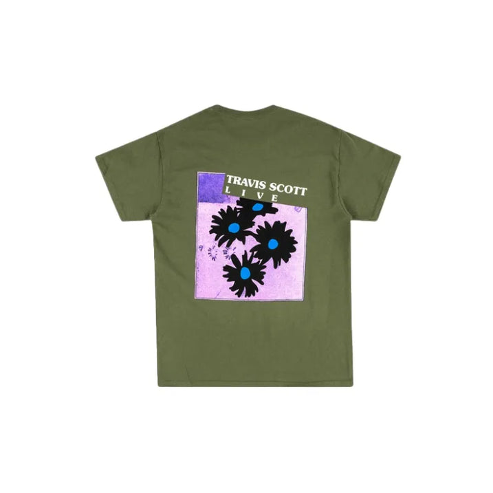 Travis Scott Astroworld Festival Run Flower Tee - Olive