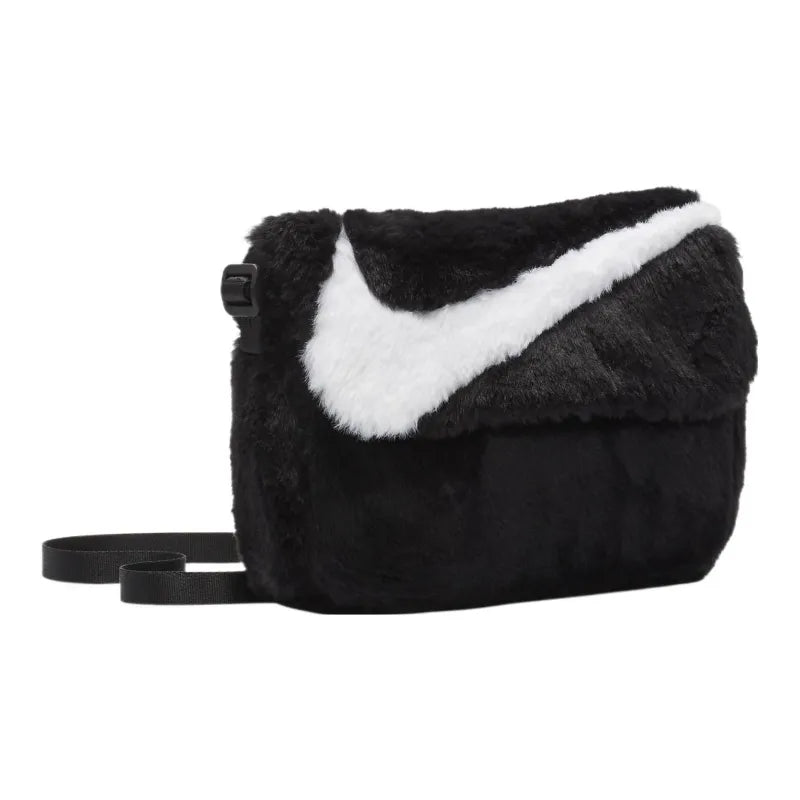 Nike Sportswear Futura 365 Faux Fur Crossbody Bag (1L) - Black/Black/White