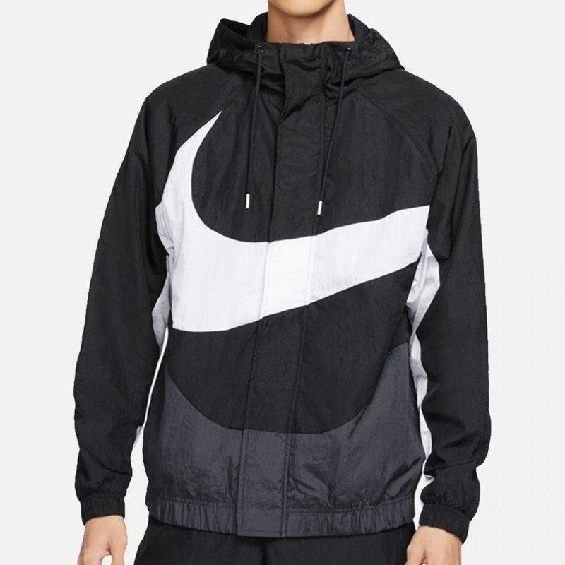 Men's Nike Sportswear Swoosh Hooded Woven Large Logo Jacket Autumn - Black