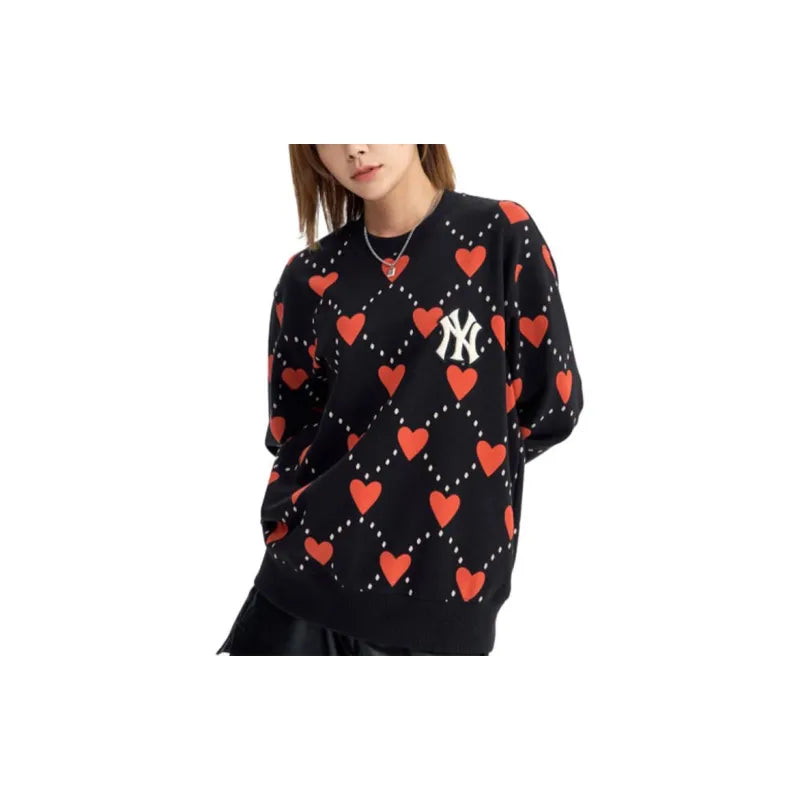 Sweater MLB Heart Pattern Over-Fit Sweatshirt Boston Red Sox