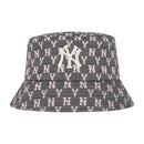 MLB Monogram Blue Jacquard Bucket Hat New York Yankees - GRAY PINK