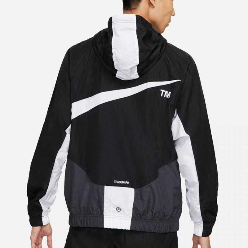 Men's Nike Sportswear Swoosh Hooded Woven Large Logo Jacket Autumn - Black