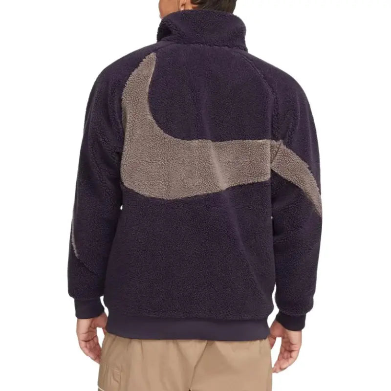 Nike Logo Embroidered Reversible Sherpa Fleece Jacket Asia Sizing - Cave Purple