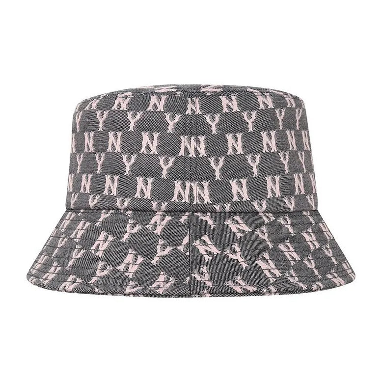 MLB Monogram Blue Jacquard Bucket Hat New York Yankees - GRAY PINK