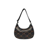 MLB Monogram Collection Polyester Hobo Pochette Shoulder Bag Crossbody Bag Large Size Unisex Black