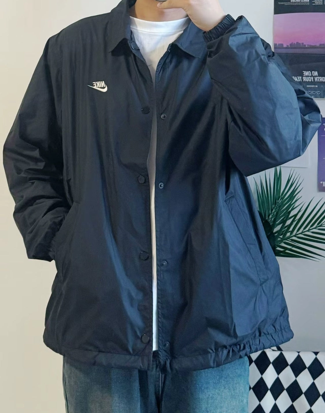 Nike Club Coaches Jacket - Black White