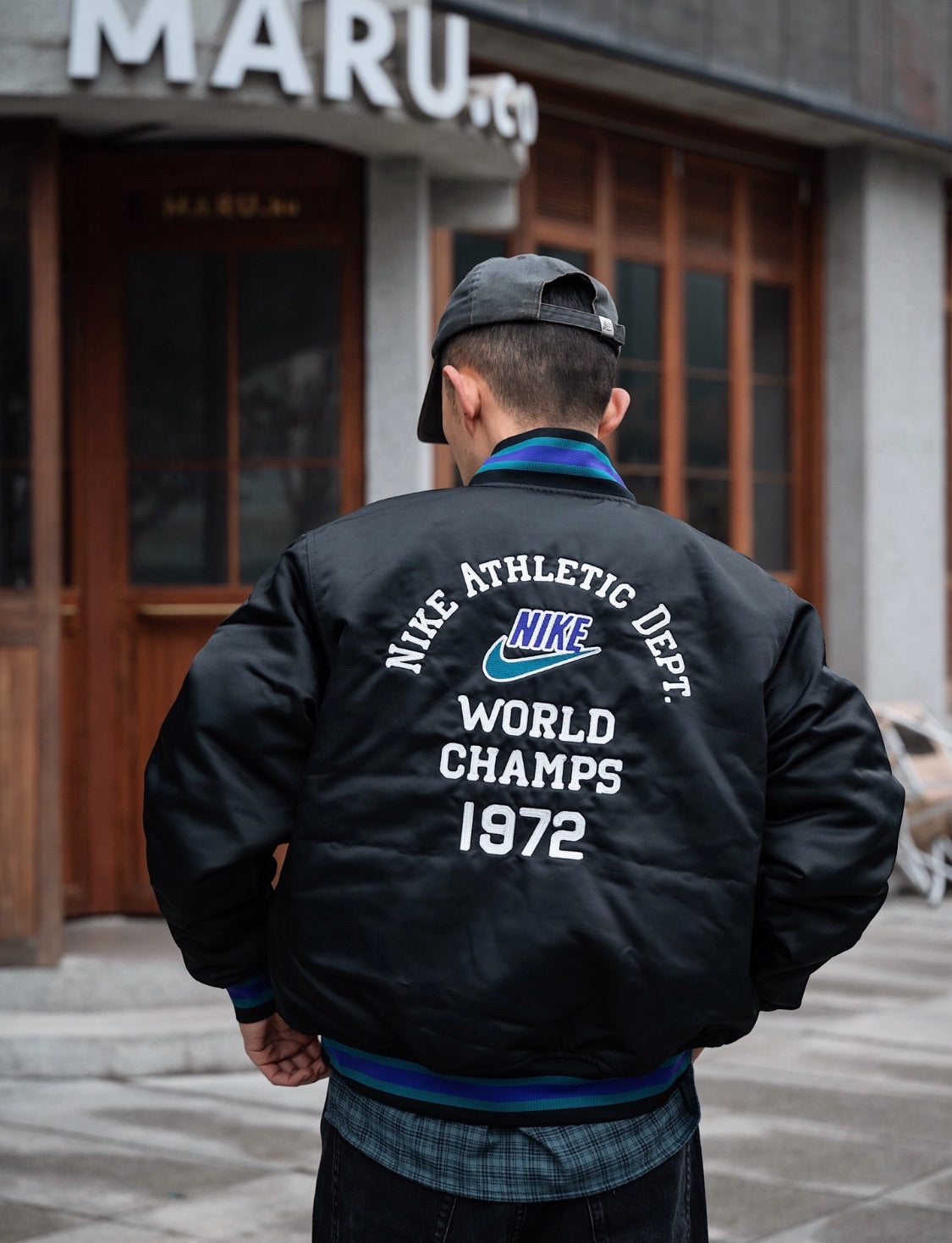 Nike Dugout Loose Satin Jacket - Black Geode Teal