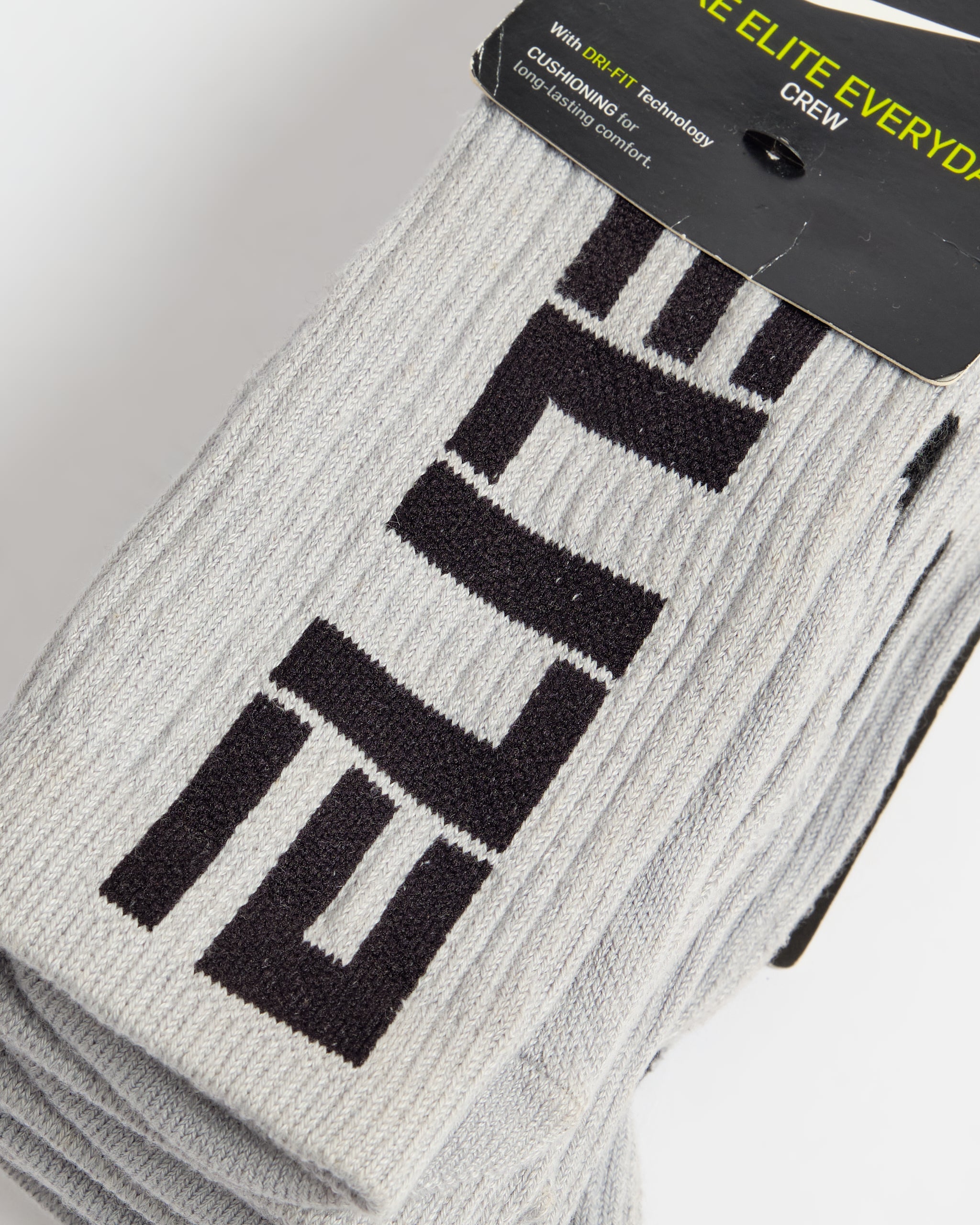 Nike 3 Pair Elite Crew Basketball Socks-Gray Black