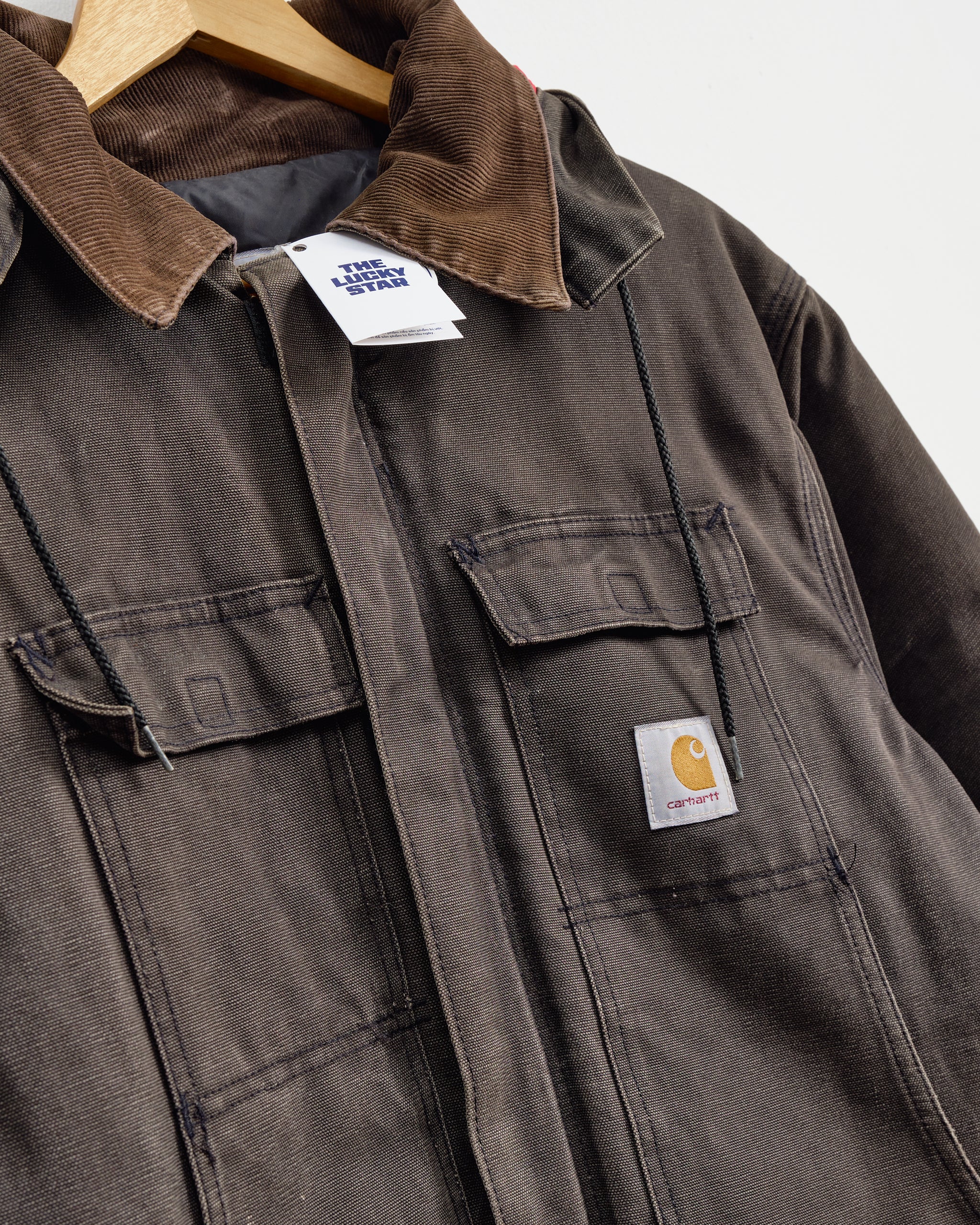 CARHARTT DENIM JACKET-DARK BROWN WASHED