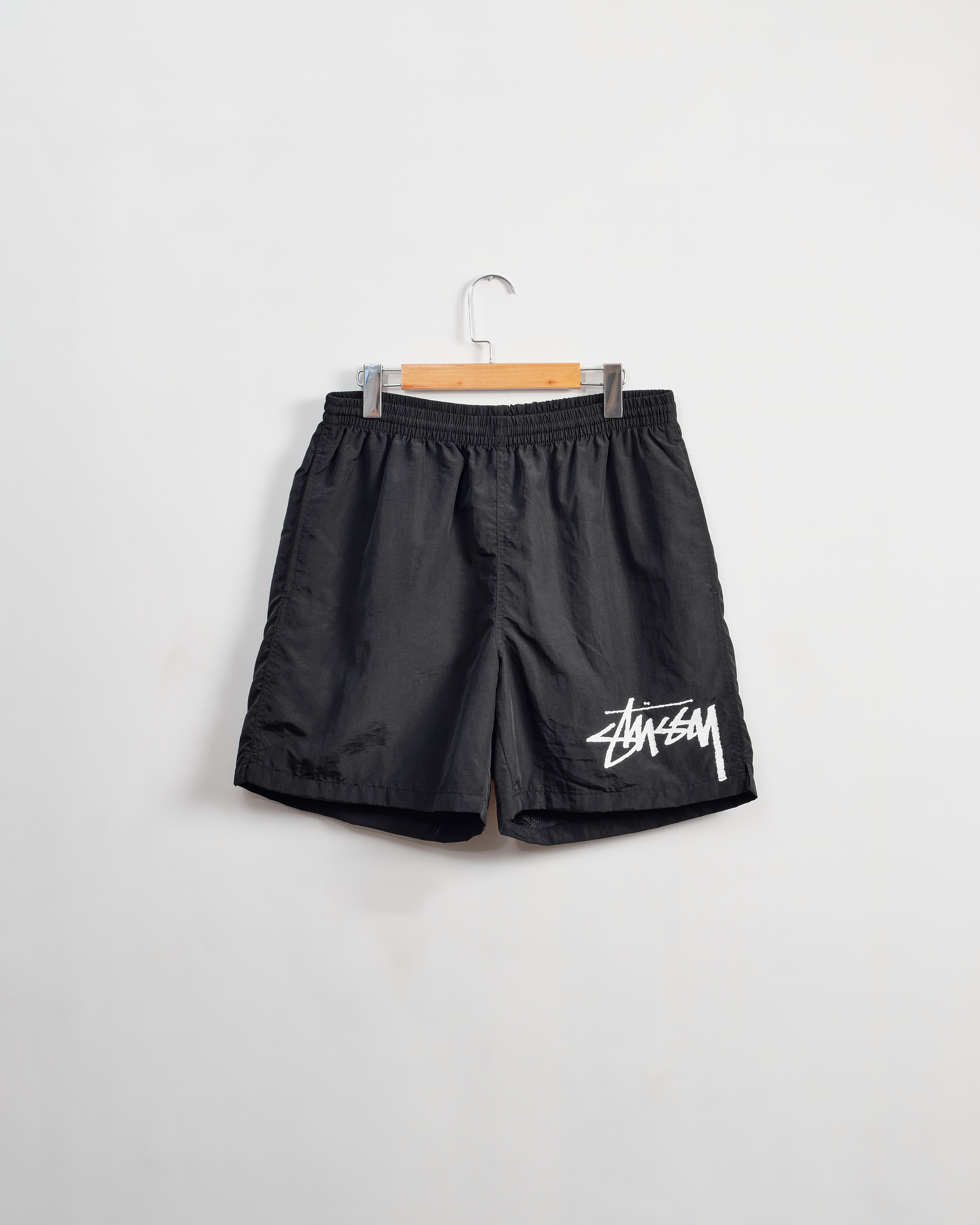 Stussy Big Logo Beach Shorts-BLACK