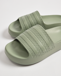 ADILETTE AYOON SLIDES-Silver Green / Collegiate Green