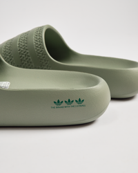 ADILETTE AYOON SLIDES-Silver Green / Collegiate Green