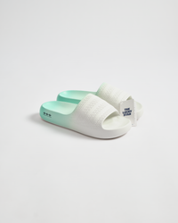 ADILETTE AYOON SLIDES-White Tint / Clear Mint / Collegiate Navy