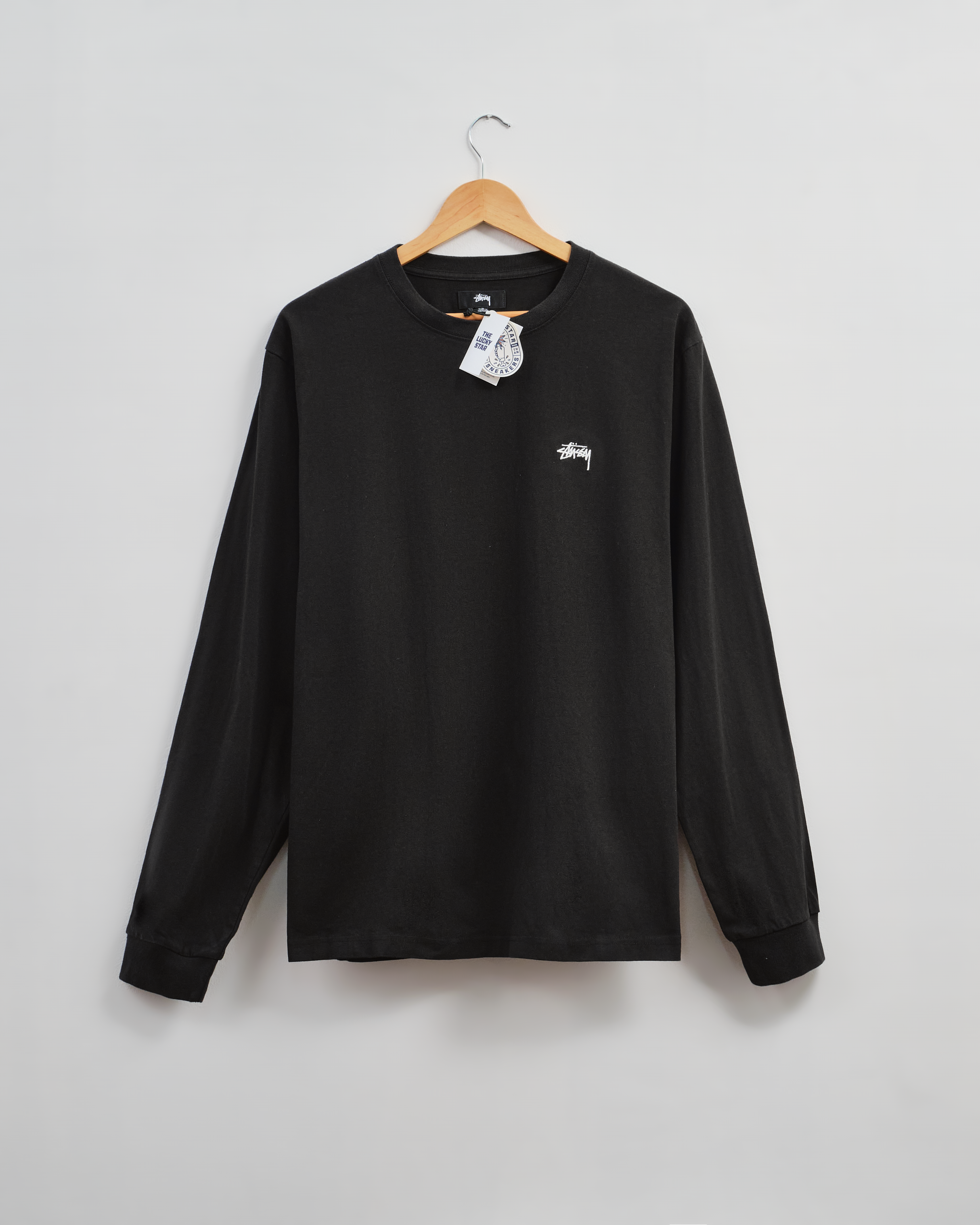 Stussy Stock Logo Long_Sleeve Crew-Black