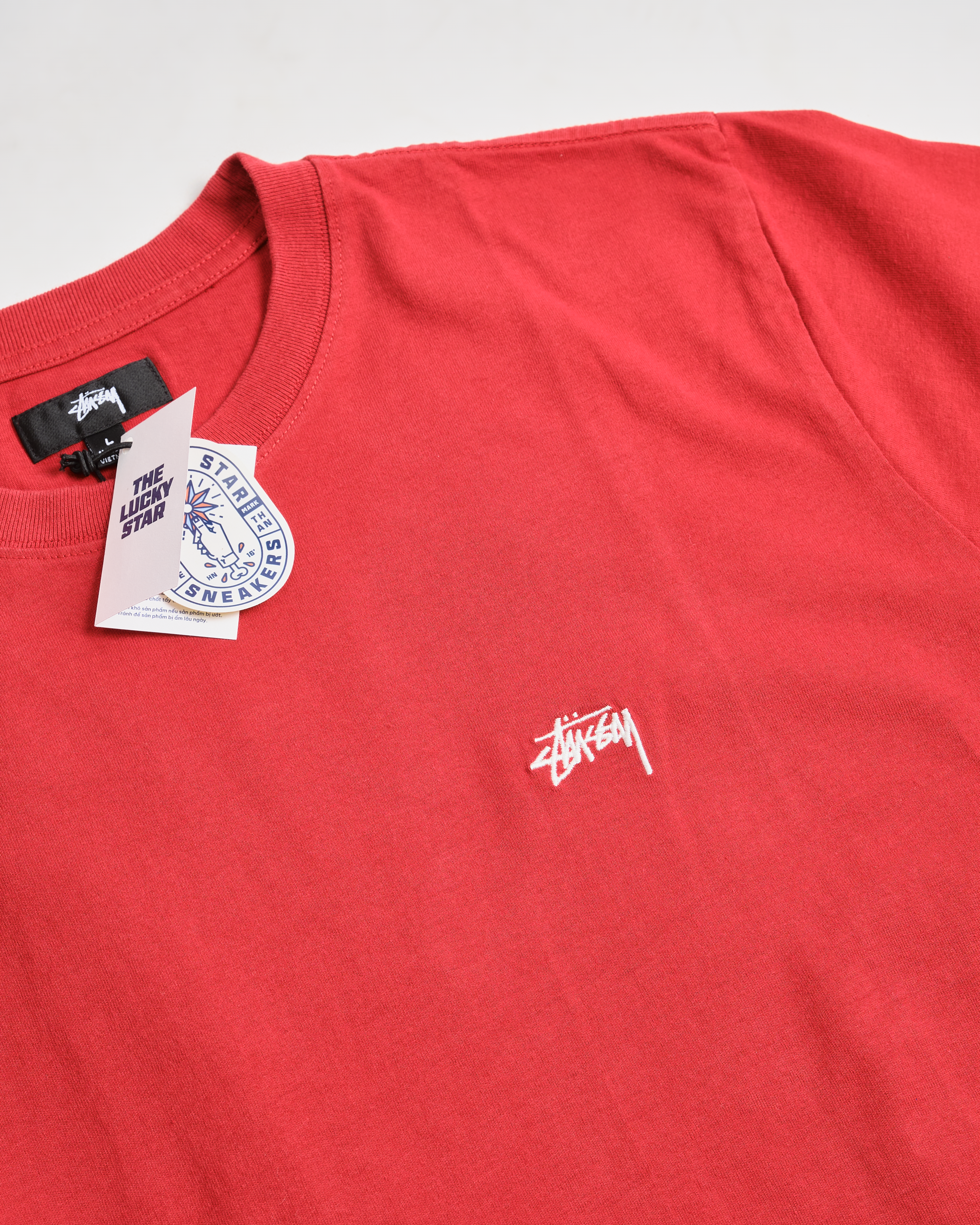 Stussy Stock Logo Long_Sleeve Crew-Red