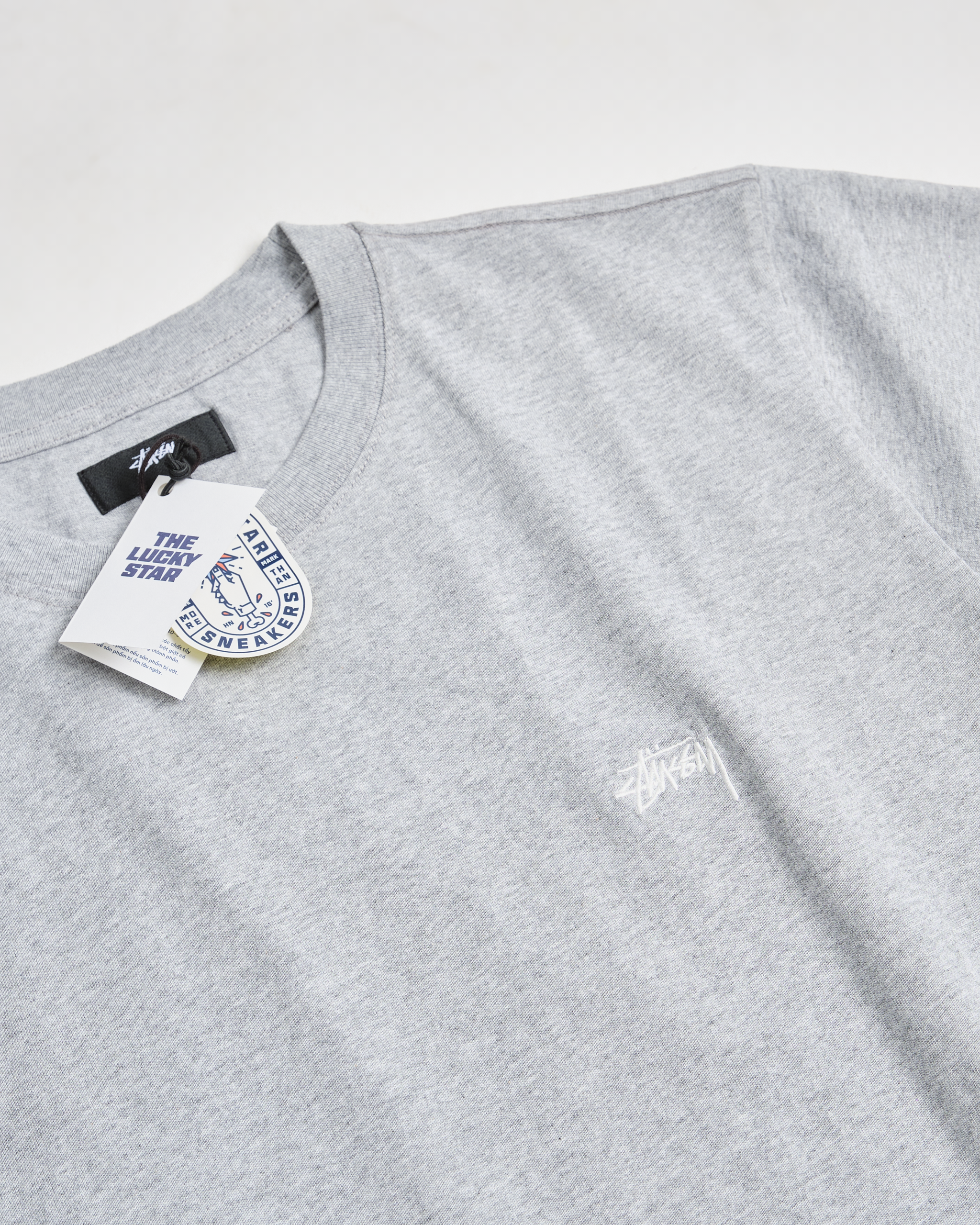 Stussy Stock Logo Short_Sleeve Crew-Grey