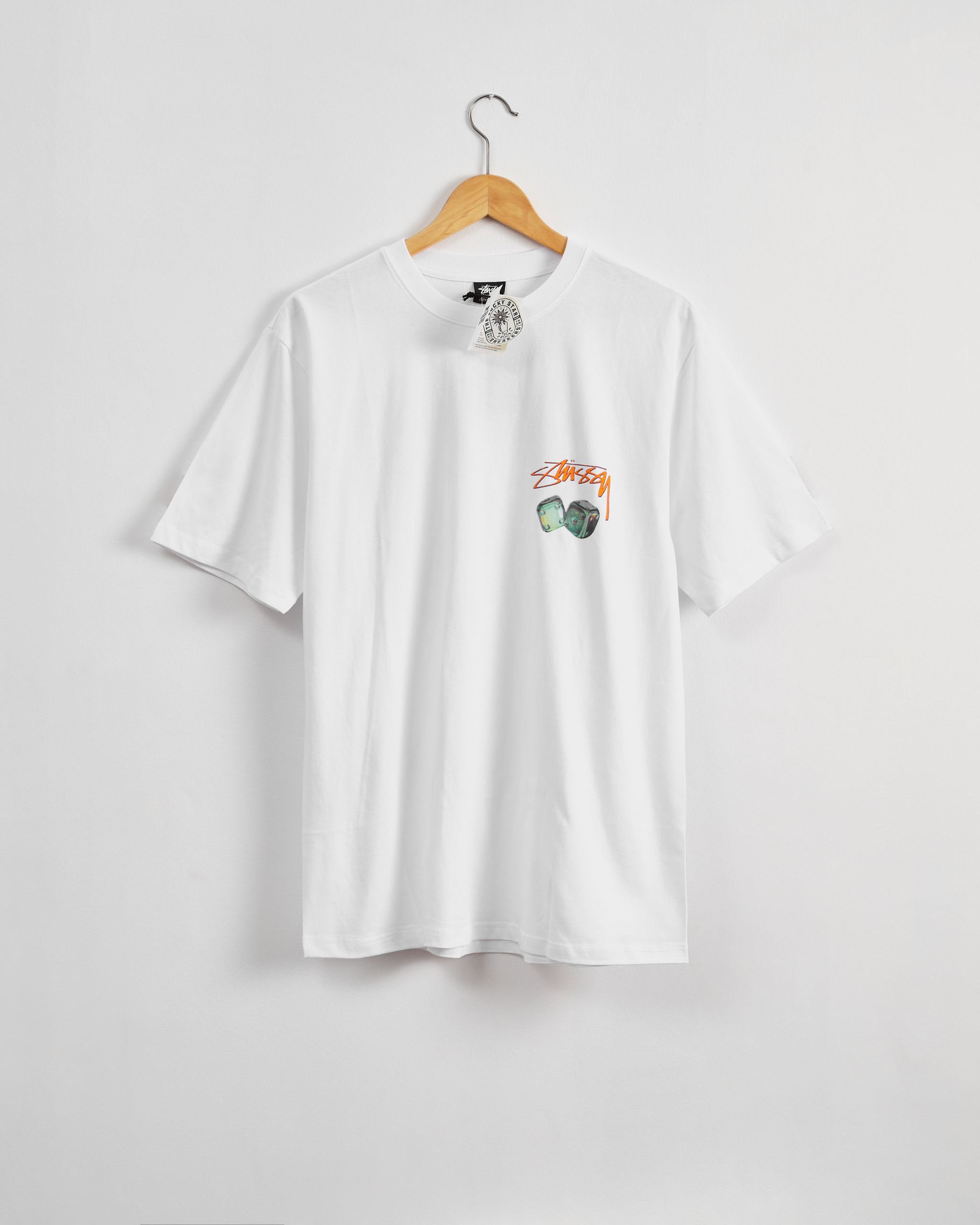 Stussy Iridescent Dice Tee-WHITE