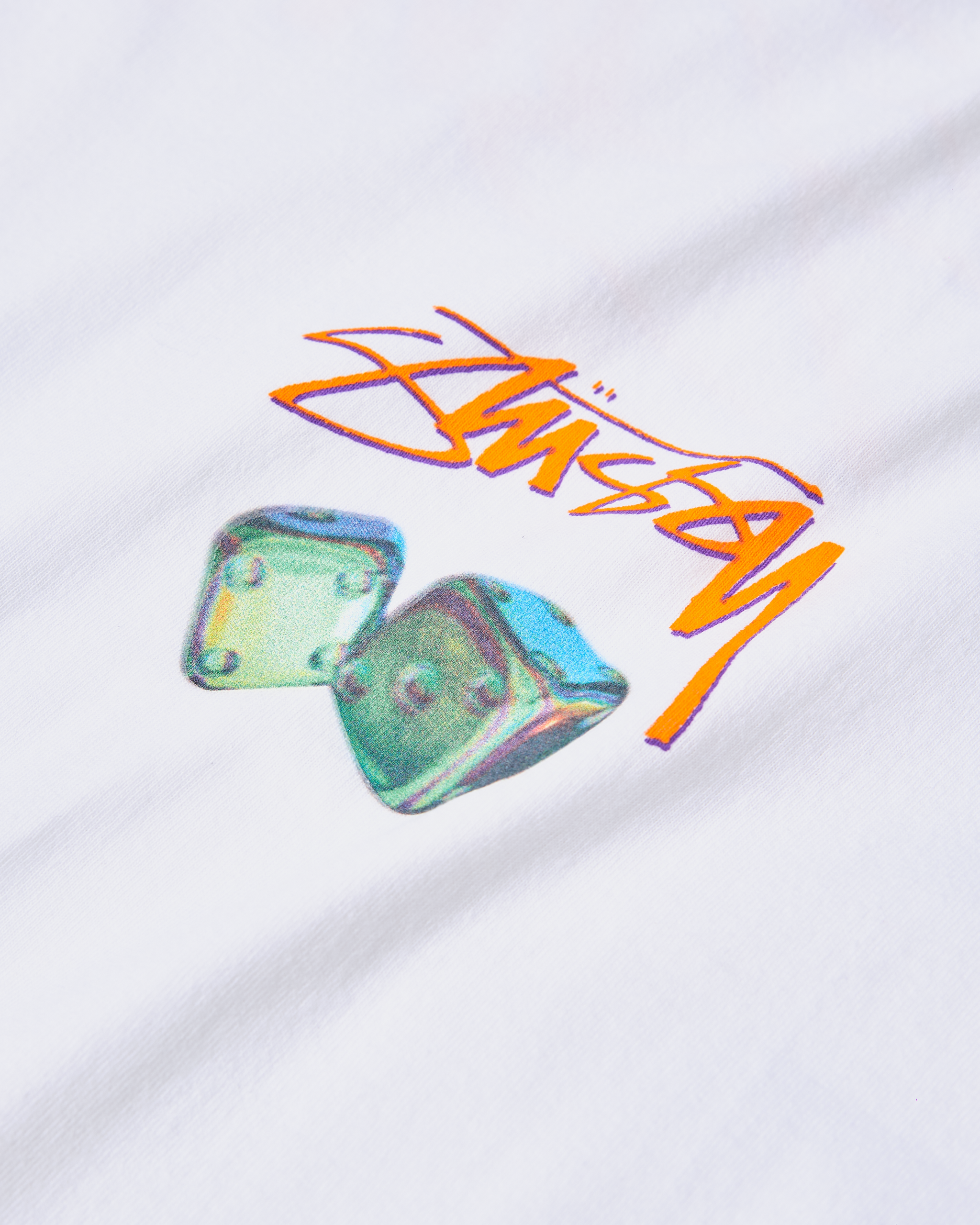 Stussy Iridescent Dice Tee-WHITE