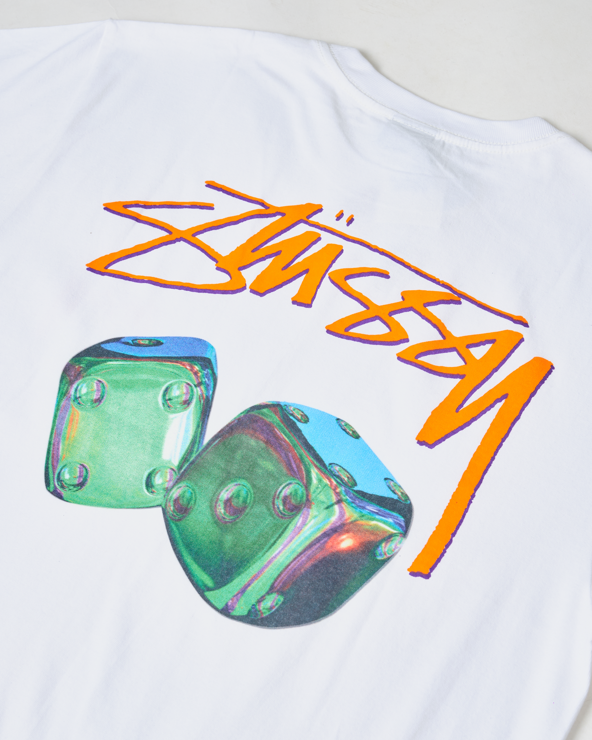 Stussy Iridescent Dice Tee-WHITE