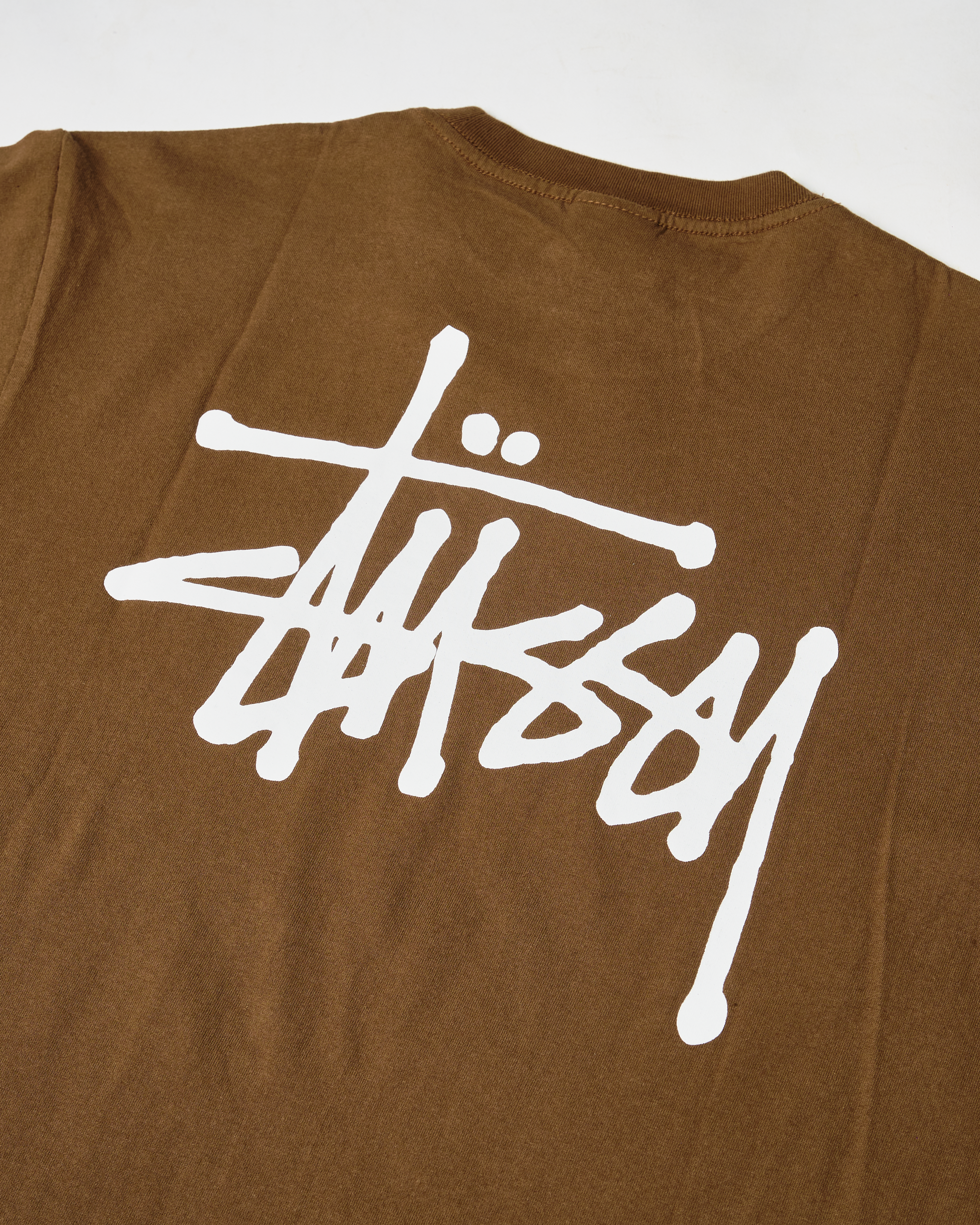 Stussy Basic Pigment Dyed Tee-COFFEE