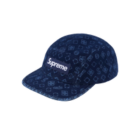Supreme Flocked Denim Camp Cap - Blue