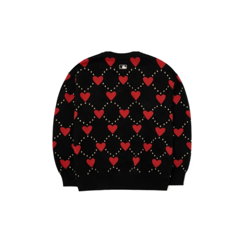 Sweater MLB Heart Pattern Over-Fit Sweatshirt Boston Red Sox