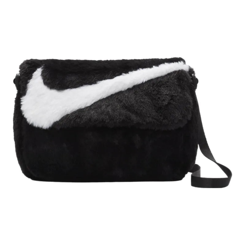 Nike Sportswear Futura 365 Faux Fur Crossbody Bag (1L) - Black/Black/White