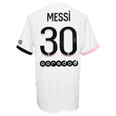 Nike Paris Saint-Germain Breathe Stadium Away Replica Shirt 2021 With Messi 30 Printing Jersey - White/Arctic Punk/Black
