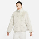 Nike Women's Plush Printed Faux Fur Jacket - Light Bone