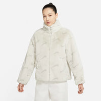 Nike Women's Plush Printed Faux Fur Jacket - Light Bone