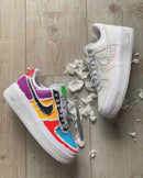 Nike Air Force 1 LX Reveal Black Swoosh -  White/White-Multi-Color