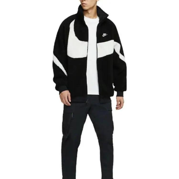 Nike Big Swoosh Reversible Boa Jacket Black White