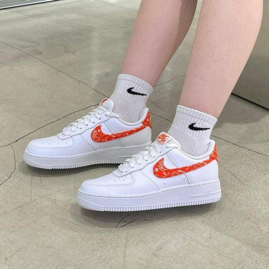 Nike Air Force 1 Low Orange Paisley Women's - WHITE/RUSH ORANGE - WHITE/BLANC/ORANGE INTENSE